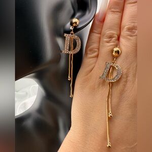 Chic Gold and Silver Initial D Earrings